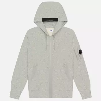 Мужская толстовка C.P. Company Diagonal Raised Fleece Lens Full Zip Hoodie, цвет серый, размер S