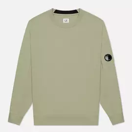 Мужская толстовка C.P. Company Diagonal Raised Fleece Crew Neck Lens, цвет зелёный, размер XL