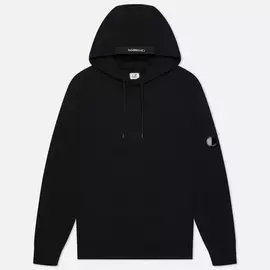 Мужская толстовка C.P. Company Diagonal Raised Fleece Garment Dyed Lens Hooded, цвет чёрный, размер XXL
