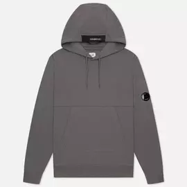 Мужская толстовка C.P. Company Diagonal Raised Fleece Garment Dyed Lens Hooded, цвет серый, размер M