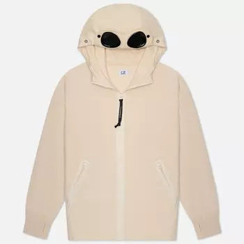 Мужская толстовка C.P. Company Diagonal Raised Fleece Hoodie Zipped Goggle, цвет бежевый, размер L