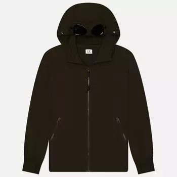 Мужская толстовка C.P. Company Diagonal Raised Fleece Hoodie Zipped Goggle, цвет оливковый, размер L