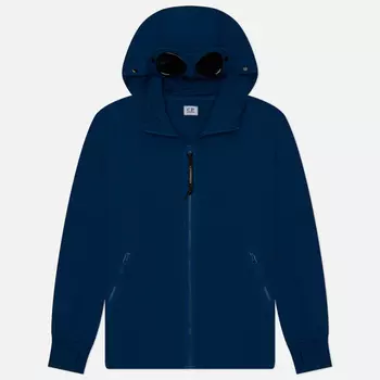 Мужская толстовка C.P. Company Diagonal Raised Fleece Hoodie Zipped Goggle, цвет синий, размер L