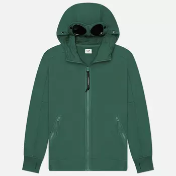 Мужская толстовка C.P. Company Diagonal Raised Fleece Hoodie Zipped Goggle, цвет зелёный, размер M
