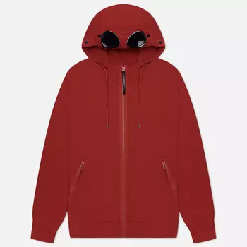 Мужская толстовка C.P. Company Diagonal Raised Fleece Zipped Goggle Hoodie, цвет красный, размер M