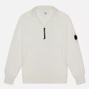 Мужская толстовка C.P. Company Diagonal Raised Fleece Zipped Lens Detail, цвет белый, размер L