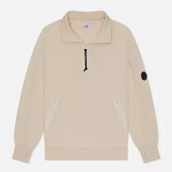 Мужская толстовка C.P. Company Diagonal Raised Fleece Zipped Lens Detail, цвет бежевый, размер XXL