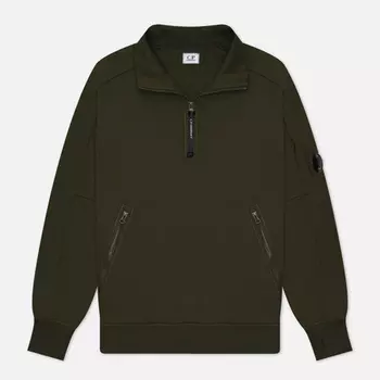 Мужская толстовка C.P. Company Diagonal Raised Fleece Zipped Lens Detail, цвет оливковый, размер M