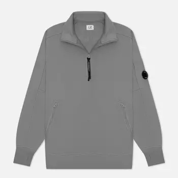 Мужская толстовка C.P. Company Diagonal Raised Fleece Zipped Lens Detail, цвет серый, размер S