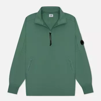 Мужская толстовка C.P. Company Diagonal Raised Fleece Zipped Lens Detail, цвет зелёный, размер S