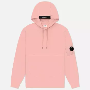 Мужская толстовка C.P. Company Embroidered Logo Diagonal Raised Fleece Hoodie, цвет розовый, размер S