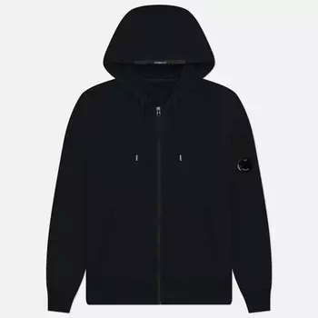 Мужская толстовка C.P. Company Light Fleece Zipped Hoodie Garment Dyed, цвет чёрный, размер M