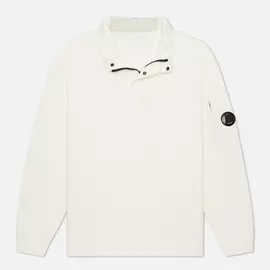 Мужская толстовка C.P. Company Light Fleece Garment Dyed Quarter Zip Lens, цвет белый, размер L