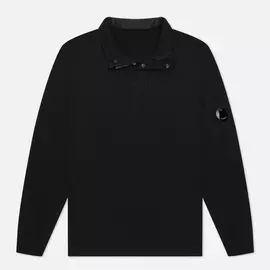 Мужская толстовка C.P. Company Light Fleece Garment Dyed Quarter Zip Lens, цвет чёрный, размер M