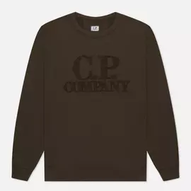 Мужская толстовка C.P. Company Light Fleece Mixed Garment Dyed Chest Logo, цвет оливковый, размер S