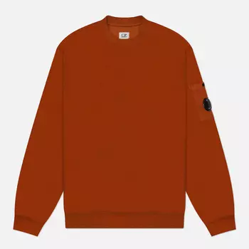 Мужская толстовка C.P. Company Reverse Brushed & Emerized Diagonal Fleece Mixed Crew Neck, цвет оранжевый, размер M