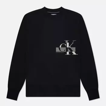 Мужская толстовка Calvin Klein Jeans Glitched CK Logo Crew Neck, цвет чёрный, размер XL