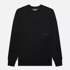 Мужская толстовка Calvin Klein Jeans Off Placed Iconic Crew, цвет чёрный, размер XL