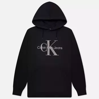 Мужская толстовка Calvin Klein Jeans Seasonal Monologo Regular Hoodie, цвет чёрный, размер XL