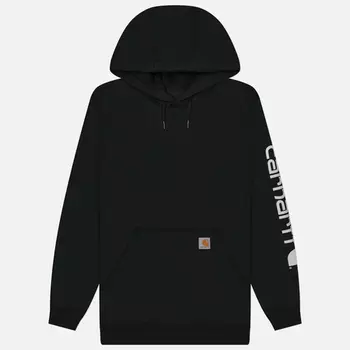 Мужская толстовка Carhartt Loose Fit Midweight Logo Sleeve Graphic Hoodie, цвет чёрный, размер XXL
