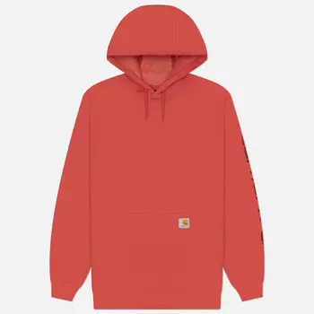 Мужская толстовка Carhartt Loose Fit Midweight Logo Sleeve Graphic Hoodie, цвет красный, размер S