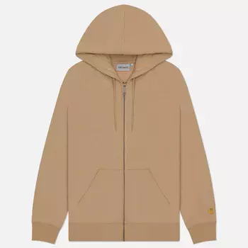 Мужская толстовка Carhartt WIP Hooded Chase Full Zip, цвет бежевый, размер XL