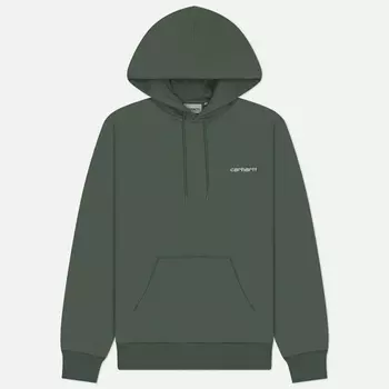 Мужская толстовка Carhartt WIP Hoodie Script Embroidery Polycotton, цвет зелёный, размер S