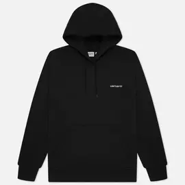 Мужская толстовка Carhartt WIP Script Embroidery 13 Oz Hooded, цвет чёрный, размер S