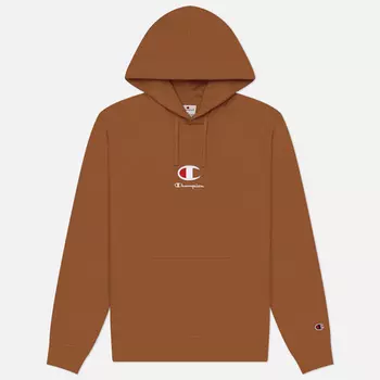 Мужская толстовка Champion Big C Logo Fleece Hoodie, цвет коричневый, размер S