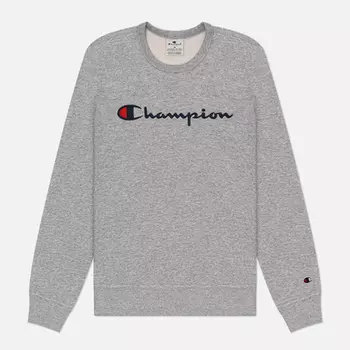 Мужская толстовка Champion Big Logo Fleece Crew Neck, цвет серый, размер XXL