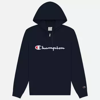 Мужская толстовка Champion Big Logo Fleece Full-Zip Hoodie, цвет синий, размер XL