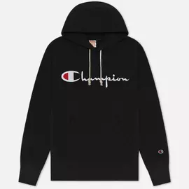 Мужская толстовка Champion Reverse Weave Big Script Hoodie, цвет чёрный, размер XL