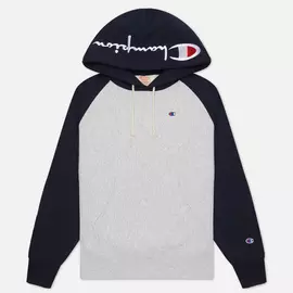 Мужская толстовка Champion Reverse Weave Hoodie Script Bicolor, цвет серый, размер XL