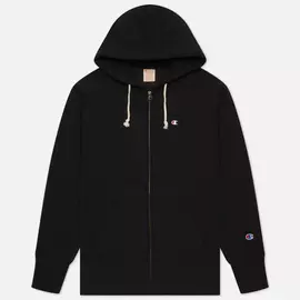 Мужская толстовка Champion Reverse Weave Logo Hoodie Full Zip, цвет чёрный, размер XS