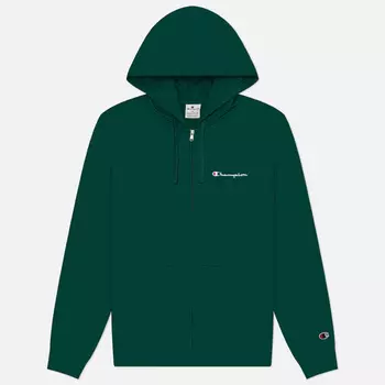 Мужская толстовка Champion Small Logo Fleece Full-Zip Hoodie, цвет зелёный, размер L