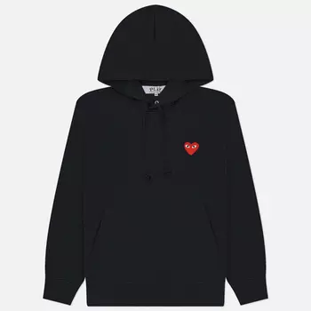 Мужская толстовка Comme des Garcons Play Red Heart Emblem Hoodie, цвет чёрный, размер L