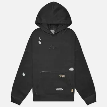 Мужская толстовка Evisu Distressed Prints Oversized Hoodie, цвет чёрный, размер M