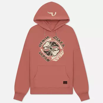Мужская толстовка Evisu Evergreen Kamon Embroidered Hoodie, цвет розовый, размер XXL