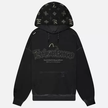 Мужская толстовка Evisu Evisukuro Garment Pigment Dyed Hoodie With Embroidered Monogram, цвет серый, размер L