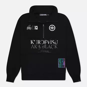 Мужская толстовка Evisu Evisukuro Half Zip Reflective Logo Printed, цвет чёрный, размер M