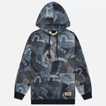 Мужская толстовка Evisu Heritage Seagull Pocket All Over Digital Print Hoodie, цвет синий, размер M