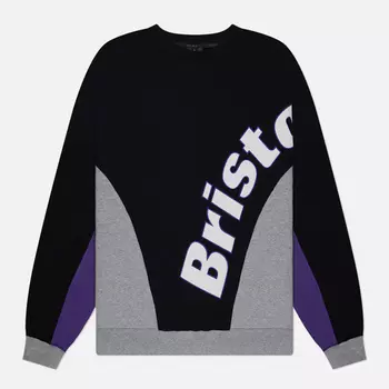 Мужская толстовка F.C. Real Bristol Big Logo Paneled Crew Neck, цвет чёрный, размер XL