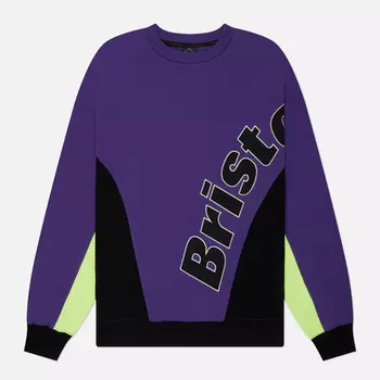 Мужская толстовка F.C. Real Bristol Big Logo Paneled Crew Neck, цвет фиолетовый, размер XL
