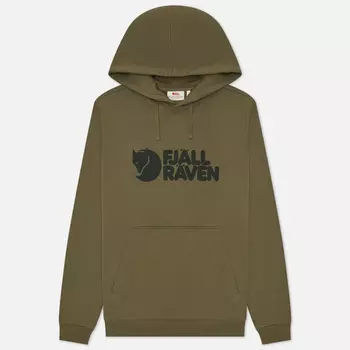 Мужская толстовка Fjallraven Logo Hoodie, цвет оливковый, размер M