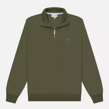 Мужская толстовка Lacoste Zippered Stand-Up Collor Cotton, цвет оливковый, размер M