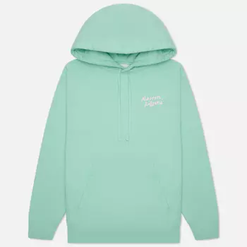Мужская толстовка Maison Kitsune Mini Handwriting Loose Hoodie, цвет зелёный, размер XXS