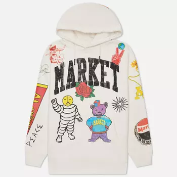Мужская толстовка MARKET Varsity Hand-Drawn Hoodie, цвет бежевый, размер XL