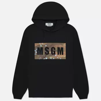 Мужская толстовка MSGM Box Logo Dripping, цвет чёрный, размер XL