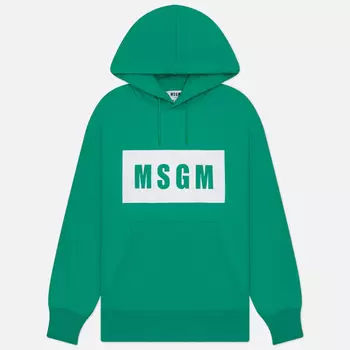 Мужская толстовка MSGM Box Logo Print Hoodie, цвет зелёный, размер S