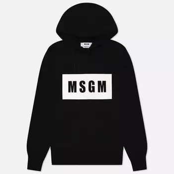 Мужская толстовка MSGM Box Maxilogo Unbrushed Hoodie, цвет чёрный, размер XS